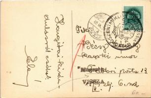 1940 Gyergyószentmiklósi-havasok, Muntii Giurgeului; Fő tér, magyar zászlók bevonuláskor / main squa...