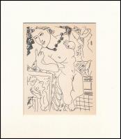 Henri Matisse (1869-1954): Akt, cinkográfia, papír, paszpartuban, jelzett a cinkográfián. 12x16 cm
