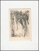 Kondor Béla (1931-1972): Áldozat. Rézkarc, papír, utólagos jelzéssel, paszpartuban, 11×8 cm