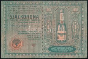 Andrényi pezsgő 100 koronás bankjegyhez hasonlító árjegyzék, számla 18x12 cm