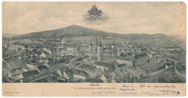 Mariazell, Maria-Zell; Das Original befindet sich im Besitze der Stadt Wien - 3-tiled unfolded panoramacard (27 x 14 cm)