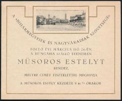 cca 1900 A Biharmegyeiek és Nagyváradiak Szövetségének műsoros estélyének meghívója, 2 sztl. lev.