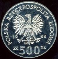 Lengyelország 1988. 500Zl Ag "Labdarúgó VB" T:PP Csak 15.000db!