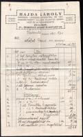 1930 Hajda Károly vízvezeték szerelő részletes számla