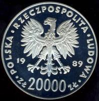 Lengyelország 1989. 20.000Zl Ag "Labdarúgó VB-labda, földgömb" T:PP Csak 25.000db!