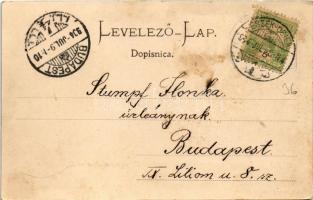 1904 Eszék, Essegg, Osijek; Kapucinska ulica / Kapuzinergasse / Kapucinus utca / street view (ázott ...