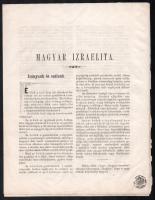 1861 Magyar Izraelita, Pest, 1861. jan. 3., I. évf. 1. sz. Szerk.: Rokonstein Lipót rabbi. Pest, 186...