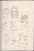 Jelzés nélkül: kb. 20 tanulmányrajz vázlatfüzetben, 1943 körül. Ceruza, papír. Helyenként kissé folt...