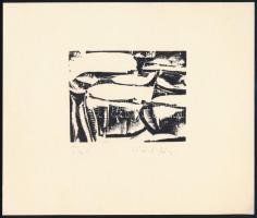 Lóránt János Demeter (1938-): Tél. Linómetszet, papír, jelzett, 8×10 cm
