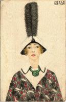 Art Nouveau fashion lady. B.K.W.I. 481-6. s: Mela Koehler (EM)