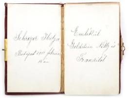 1911-1912 Schreyer Ibolya emlékfüzete, benne számos bejegyzéssel, rajzokkal, rézveretes bársony-köté...
