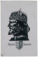 Szent István. Fémlemez képeslap
