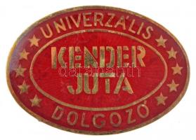 ~1970. Univerzális Kender Juta Dolgozó aranyozott, festett műgyantás jelvény (31x44mm) T:1-