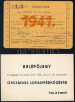cca 1930 6 db belépő tiszteletjegy, igazolvány