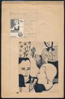 Azonosítatlan grafikus 2 db könyborító terve és 1 db grafikája, vegyes technikák (könyvborítók, 1 tu...