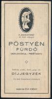 1928 Pöstyénfürdő díjjegyzék az 1928/29-es évre