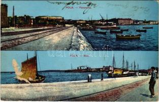 1916 Pola, Pula; Panorama, Riva / general view, port (EK)
