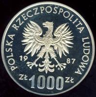 Lengyelország 1987. 1000Zl próba! "Olimpia-íjászat" T:PP Csak 500db! RR!!