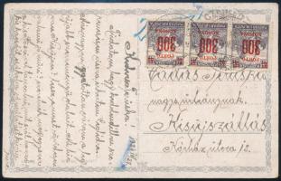 1924 Képeslap Ceglédről 7 db portó bélyeggel / Postcard with 7 postage due stamps