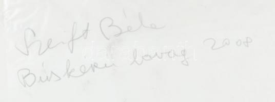 Szeift Béla (1944-2012): Búsképű lovag, 2008. Vegyes technika, kollázs, papír, jelzett, hátoldalán a...