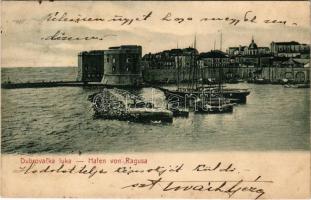1911 Dubrovnik, Ragusa; Dubrovacka luka / Hafen / kikötő / port (ázott / wet damage)