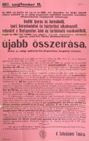 1917 Alkalmatlannak nyilvánított népfölkelők újabb összeírása tárgyában kiadott rendelet nagy méretű plakátja 60x90 cm