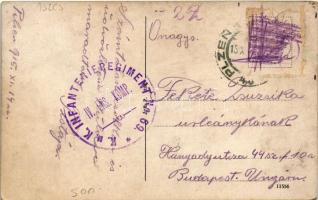 1915 Plzen, Pilsen; Smetanovy sady / zsinagóga / synagogue + "K.u.K. Infanterieregiment No. 69....