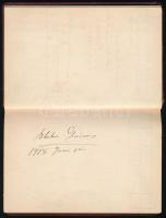 1914-1921 "A világháború első sebesült tisztjeinek ajándéka Etuskának" emlékfüzet: benne B...