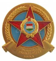 ~1970-1980. "BM Kun Béla Zászlósképző Iskola" zománcozott, aranyozott végzettségi jelvény (36x34mm) T:1-