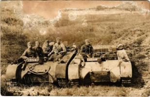 WWII Nazi German military, soldiers in tanks. photo (felületi sérülés / surface damage)