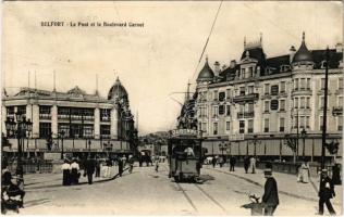 1908 Belfort, Le Pont et le Boulevard Carnot / street view, bridge, tram (EK)