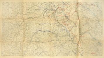 1916 I. világháború Dél-Erdély hadműveleti térképe 110x63 cm