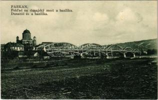 1932 Párkány, Parkan, Stúrovo; Pohlad na dunajsky most a baziliku / Duna híd és bazilika. J. Haber kiadása / Danube bridge, basilica