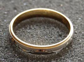 Bicolor (fehér- és sárgaarany kombinációja) dekoratív aranygyűrű (14 karát) 4,38g