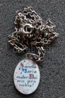 Cca 1800-as évek második fele szép ezüstlánc színes, zománcos medállal "Mária a kis Jézussal&qu...