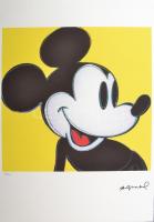 Andy Warhol (1928-1987): Mickey Mouse. Ofszet itográfia, papír. Számozott 72/100, jelzett a nyomaton. Georges Israel editeur szárazpecséttel is jelzett, hozzá tanúsítvány. Offset lithography with attest. 56,3x38,3 cm