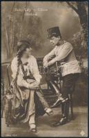 Berky Lili (1886-1958) színművésznő aláírása róla és Gózonról készült Alexy 1914-es képeslap hátoldalán