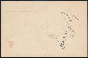 Berky Lili (1886-1958) színművésznő aláírása róla és Gózonról készült Alexy 1914-es képeslap hátolda...