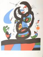 Joan Miró (1893-1983): Offszet-litográfia. papír. Sorszámozott, nyomtatott jelzéssel 75/150 Aviomar SPA tanusítvánnyal. Egyik sarkán képet nem érő gyűrődéssel. 76x56 cm / one corner creased