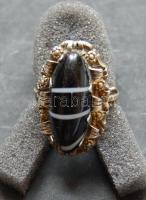 Dekoratív féldrágaköves ezüstgyűrű