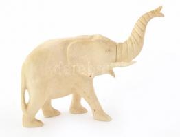 Elefánt , faragott csont, jelzés nélkül, m: 10,5 cm