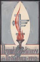 Jelzés nélkül: Nyomdászévkönyv és útikalauz 1942 (art deco könyvborító terv), vegyes technika, papír, 15,5×10 cm
