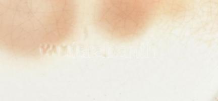 2 db népi kézzel festett fali dísztányér, mázas kerámia, az egyik Telkibánya jelzéssel, sérülésekkel...