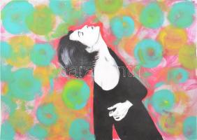 Jelzés nélkül: Ébredés után, vegyes technika, papír, 70×50 cm