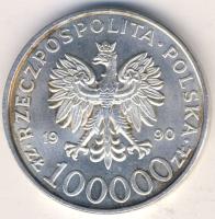 Lengyelország 1990. 100.000Zl Ag "Szolidaritás" T:2