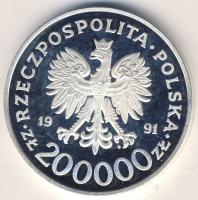 Lengyelország 1991. 200.000Zl Ag "Olimpia-vitorlázás" T:PP Csak 20.000db!