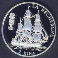 Pápua Új-Guinea 1997. 5K Ag "La Recherche vitorlás hajó" T:PP