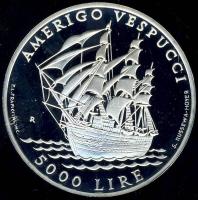 San Marino 1995. 5000L Ag "Amerigo Vespucci, hajó" T:PP Csak 35.000db!