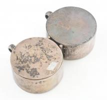 Tibeti dupla talizmán, festett cserép miniatűr, üvegezett fém keretben, 8,5x5x2 cm