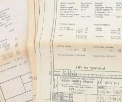 Közúti csuklós villamos 6-tengelyes középmagas padlós prototípus nyomtatott tervrajzai, 5 db